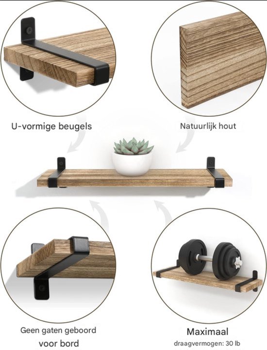 WOLTU Boekenkast voor kinderen, set van 3 wandplanken voor kinderen, boekenplank van massief hout, zwevende planken voor boeken en speelgoed, voor kinderkamer WOLTU Boekenkast voor kinderen, set van 3 wandplanken voor kinderen, boekenplank van massief hout, zwevende planken voor boeken en speelgoed, voor kinderkamer