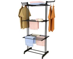 Alora Droogtoren - Zwart - kleding droogrek - inklapbaar - inclusief wielen - droogtoren met wieltjes - 20m drooglengte