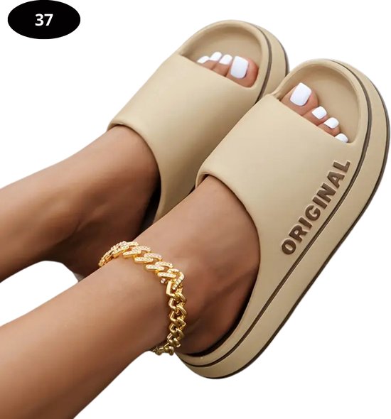 Chaussons Nivard Chaussons de bain - Confortable - Tongs - Sauna - Eté - Beige - Taille 37