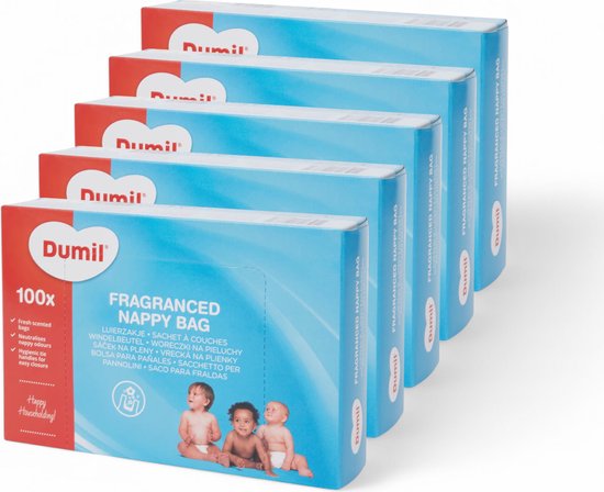 Sacs à langer Dumil 100 sacs de 30 x 35 cm - Lot de 5