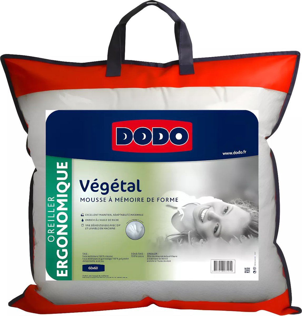 Vente-unique Ergonomisch hoofdkussen met vormgeheugen DODO VEGETAL 60 x 60 cm