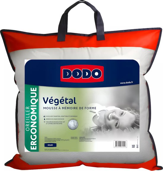 Dodo Memoforme Oreiller Mémoire de Forme Blanc 60x60 cm