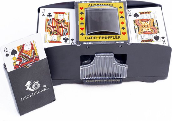 Foto: Deckdrunks kaartenschudmachine set met speelkaarten kaartenschudder schudmachine card shuffler