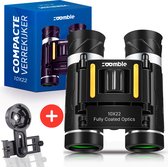 Zoomble® Compacte Verrekijker 10x22 inclusief Telefoonhouder - EBOOK, Nekkoord & Draagtasje - Geschikt voor Vogelaars, Theater, Outdoor & Jagen - Volwassenen & Kinderen - Verkijker