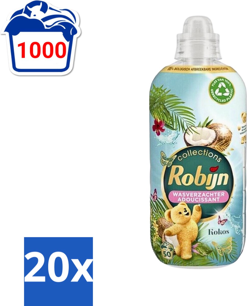 Robijn Collections - Wasverzachter - Kokos - 1,25L - 50 Wasbeurten - Bulkverpakking - 20 stuks