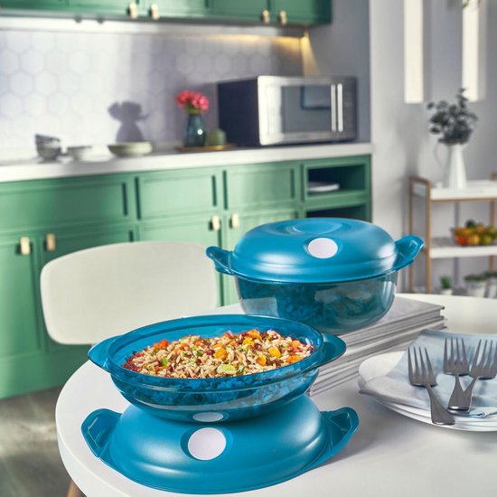 Tupperware micropop rond 1,5L — four à micro-ondes