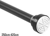 Tringle à rideau sans Embouts - 290 à 420 cm - Tringle à rideau de douche Extensible - 400 cm - Tringle à pince extensible - Métal Zwart