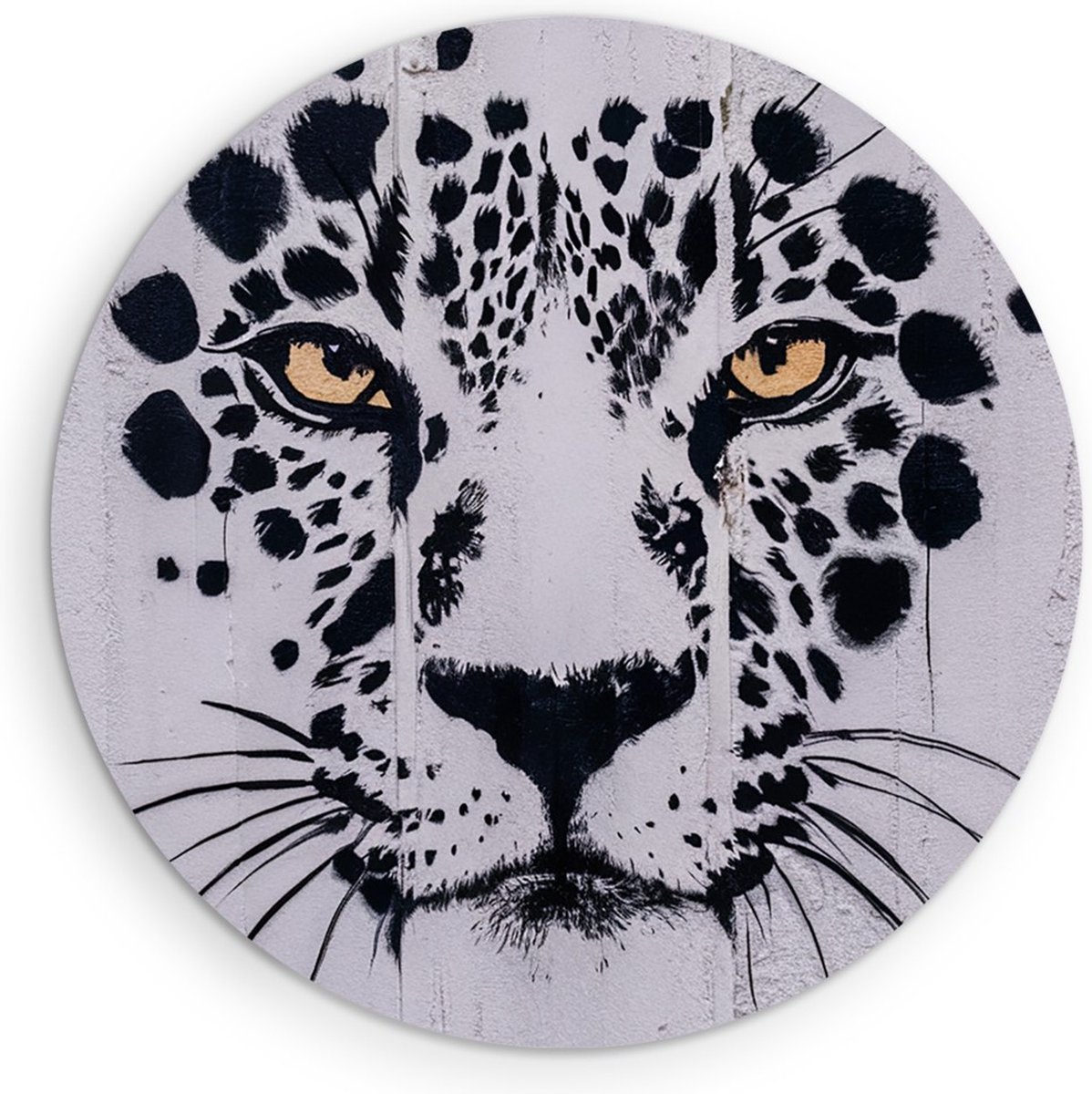 Saammp Muurcirkel Hout - Panter - Abstract - Ø 90 - Wandcirkel - Wanddecoratie Cirkel - Muurdecoratie Woonkamer - Slaapkamer decoratie - Rond Schilderij
