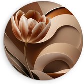 Saammp Muurcirkel Hout - Abstracte Bloem - Natuur - Ø 80 - Wandcirkel - Wanddecoratie Cirkel - Muurdecoratie Woonkamer - Kantoor Decoratie