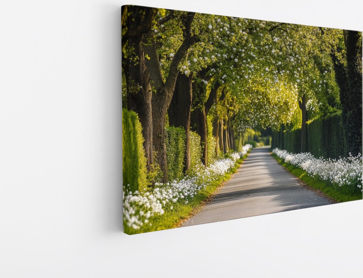 Saammp Canvas Schilderij - Natuur - Weg tussen de bomen - England - 40x30 - Foto op canvas - Wanddecoratie - Muurdecoratie Woonkamer - Slaapkamer decoratie - Canvas Print Multicolor