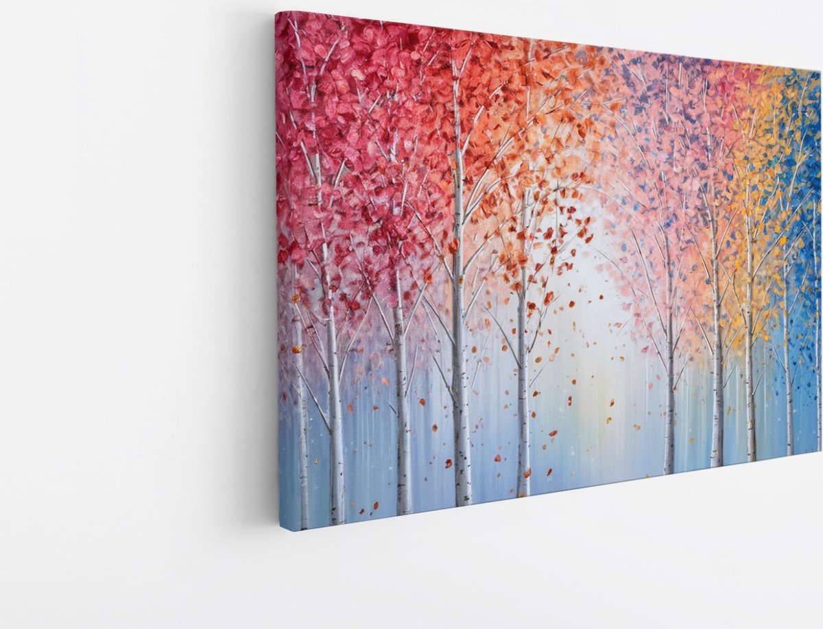 Saammp Canvas Schilderij - Abstract - Roze - Blauw - Landschap - Natuur - 60x40 - Foto op canvas - Wanddecoratie - Muurdecoratie Woonkamer - Slaapkamer decoratie - Canvas Print Multicolor