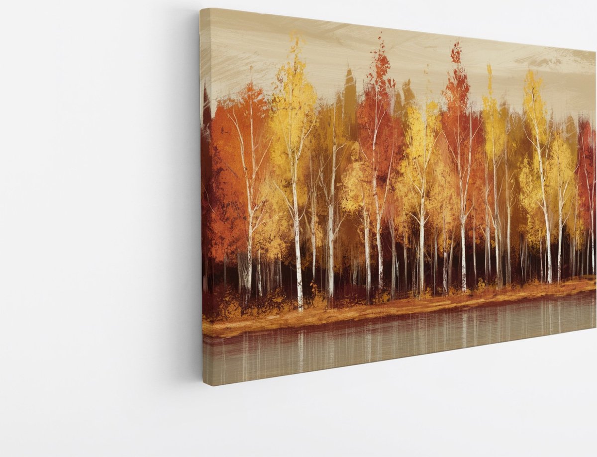 Saammp Canvas Schilderij - Herfstbos - Abstract - Natuur - Landschap - 40x30 - Foto op canvas - Wanddecoratie - Muurdecoratie Woonkamer - Slaapkamer decoratie - Canvas Print Multicolor