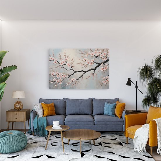 Tableau sur toile Saammp - Fleur rose sur branche - Abstrait - 50x40 - Photo sur toile - Décoration murale - Décoration murale murale Salon - Décoration bureau