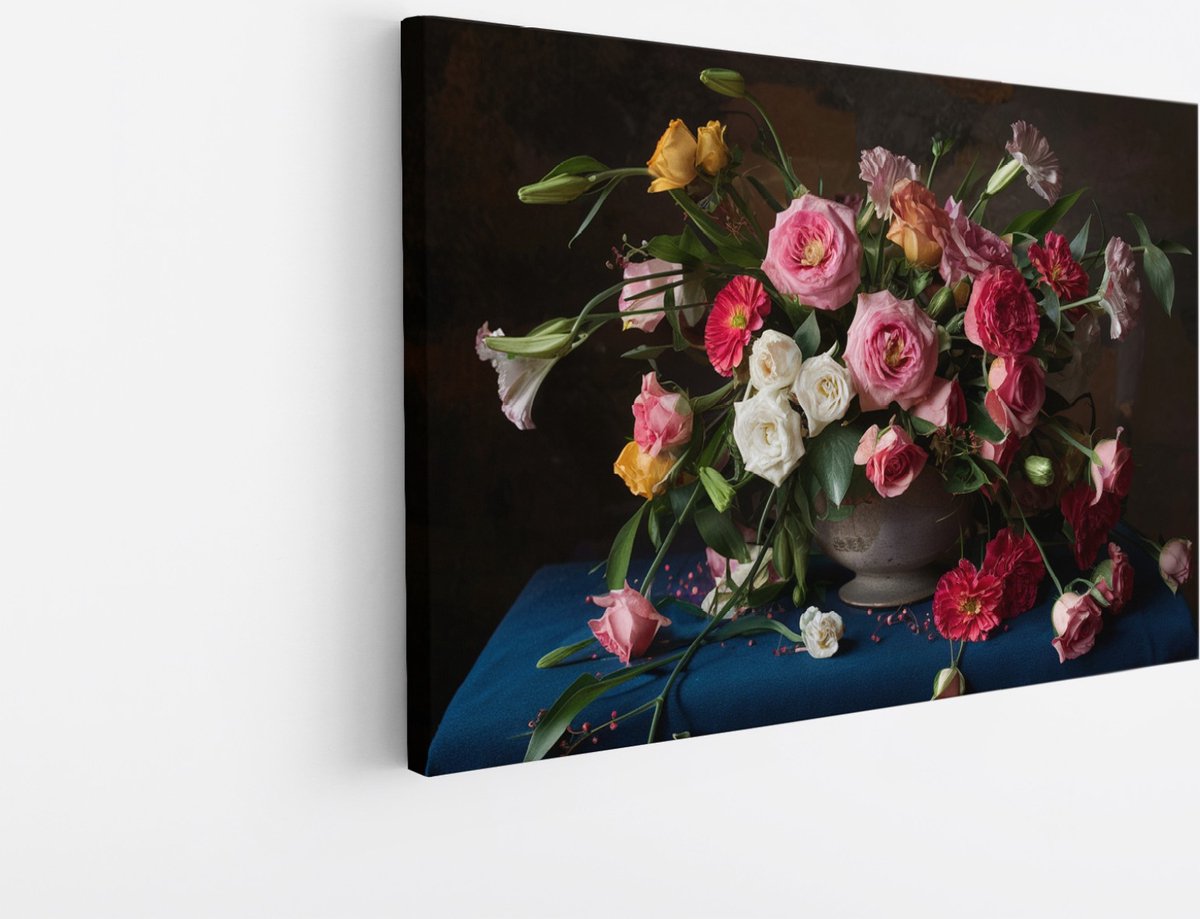 Saammp Canvas Schilderij - Bloemen Stilleven - Natuur - Romantisch - 70x50 - Foto op canvas - Wanddecoratie - Muurdecoratie Woonkamer - Kantoor Decoratie Multicolor