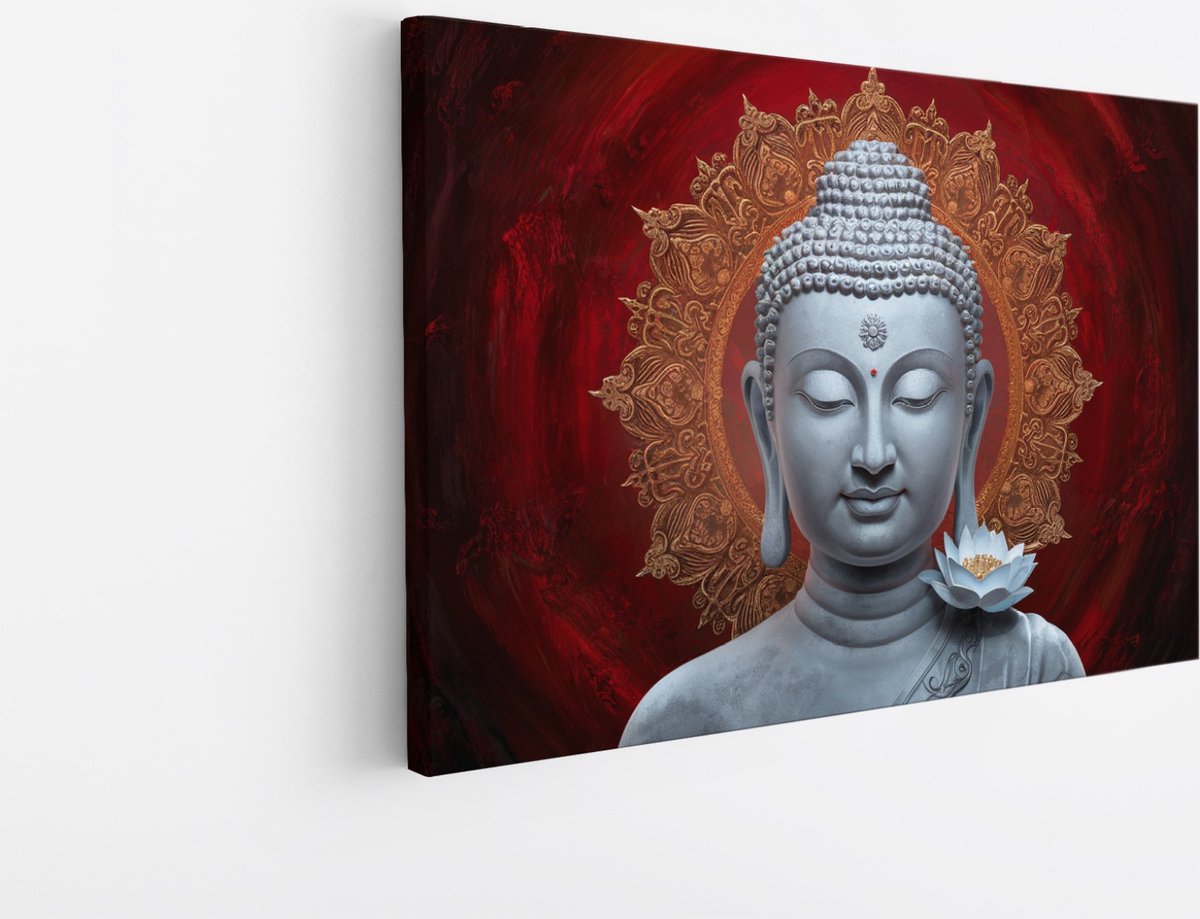 Saammp Canvas Schilderij - Boeddha - Religie - 100x75 - Foto op canvas - Wanddecoratie - Muurdecoratie Woonkamer - Canvas schilderijen Multicolor