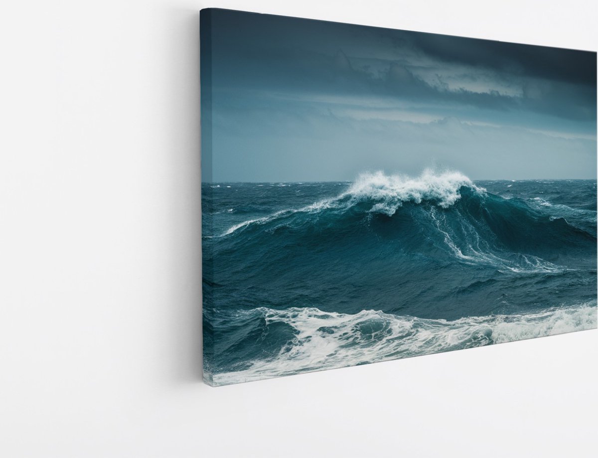 Saammp Canvas Schilderij - Ruige Zee - Landschap - Natuur - 100x75 - Foto op canvas - Wanddecoratie - Muurdecoratie Woonkamer - Slaapkamer decoratie - Canvas Print Multicolor