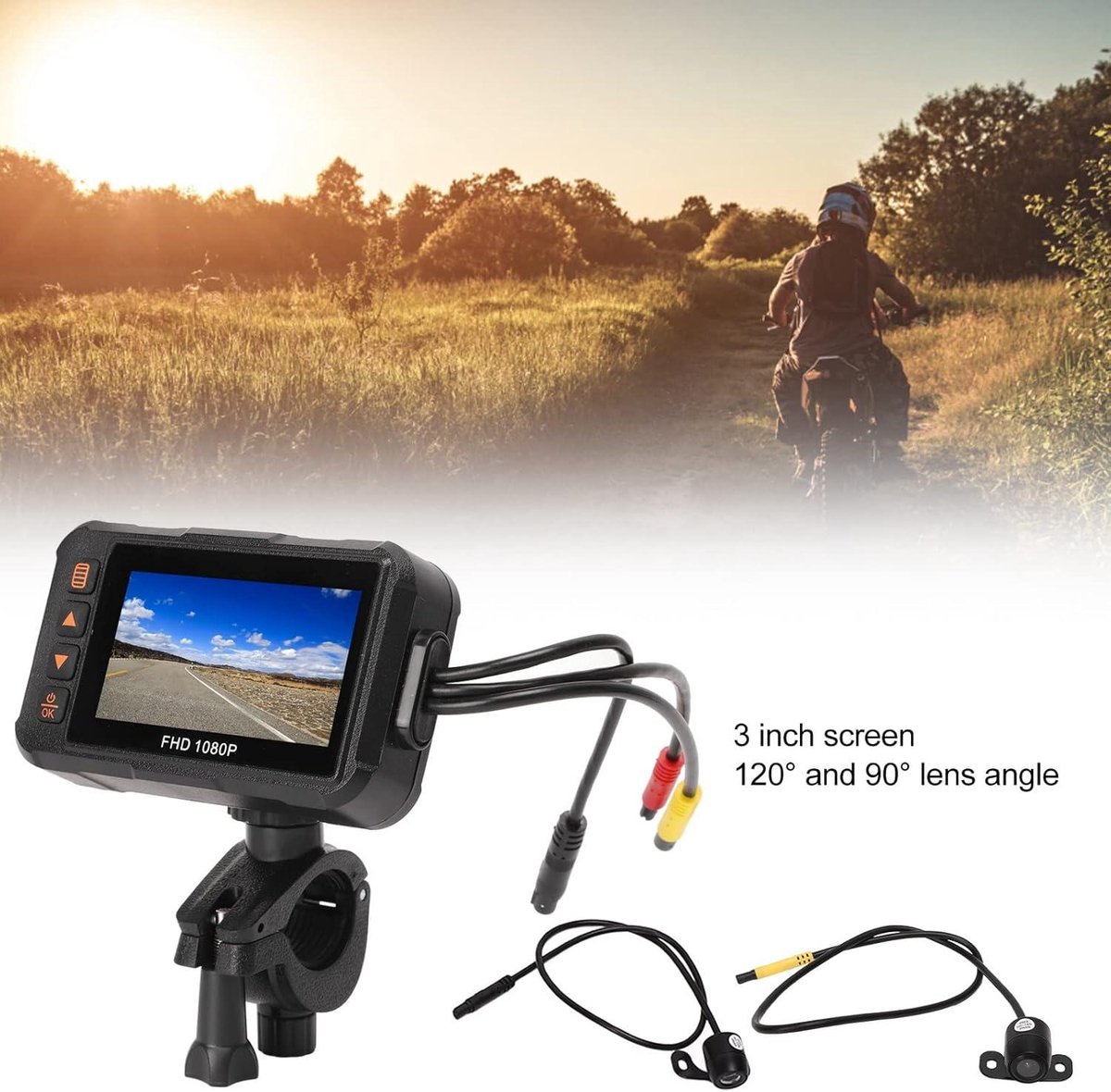 Motorfiets Actie Camera 3in Dash Cam 1080P Voor Achter Video Recorder - Rijden Loop Recording G Sensor Parkeerbewaking Waterdicht . – foto 4