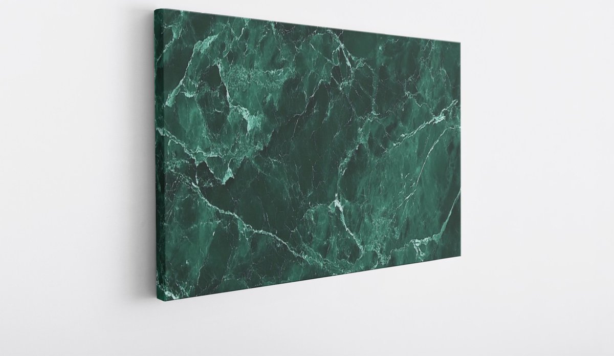 Saammp Canvas Schilderij - Donkergroen marmer - Abstract kunstwerk - 90x60 - Foto op canvas - Wanddecoratie - Muurdecoratie Woonkamer - Slaapkamer decoratie - Canvas Print Multicolor