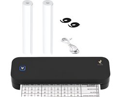 NovaWare® Thermische Printer A4 - Sticker Printer - Pocket Printer - Mini Printer voor Mobiel / Laptop / tablet - Verzendlabel - Barcode - Tattoo - Portable Printer - Shipping Label - Zwart