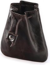 Pochette à monnaie NatuurGenoot® - Pochette à monnaie classique en cuir véritable - Pochette à monnaie rétro avec cordon de serrage - Fabriquée à la main en cuir de vachette de qualité supérieure pour femmes et hommes - Mini portefeuille - Café