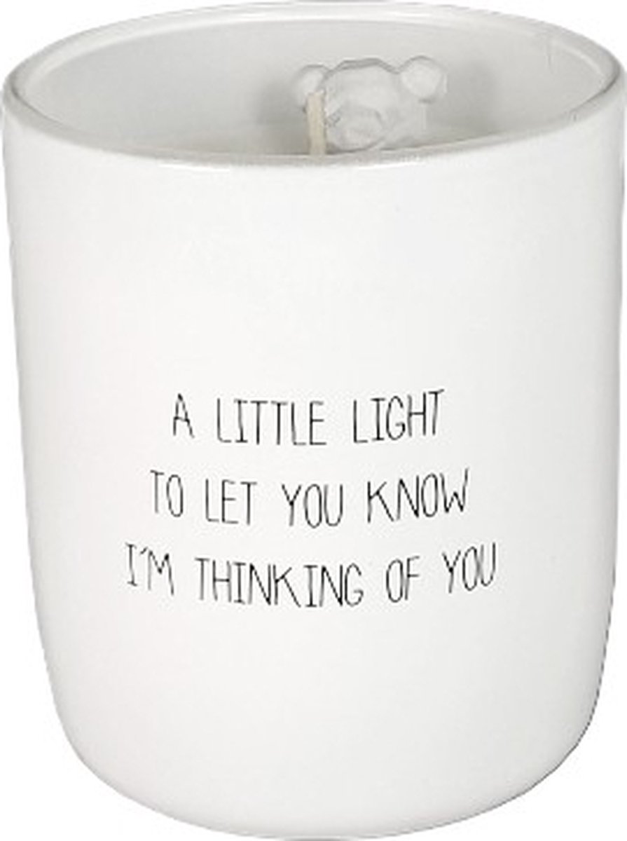 MY FLAME - Sojakaars met beertje - Thinking of you - wit - Fresh Cotton - 8 x 9 cm - Branduren: 50u