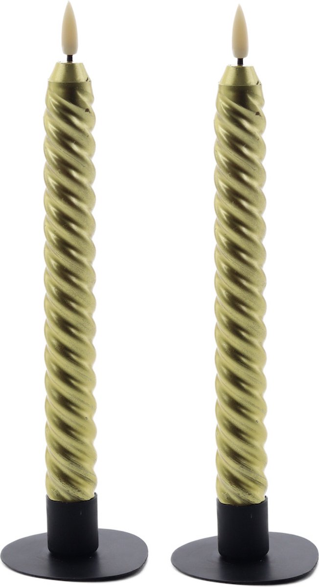 Mansion atmosphere swirl led diner kaars goud 24,5cm - 2 stuks