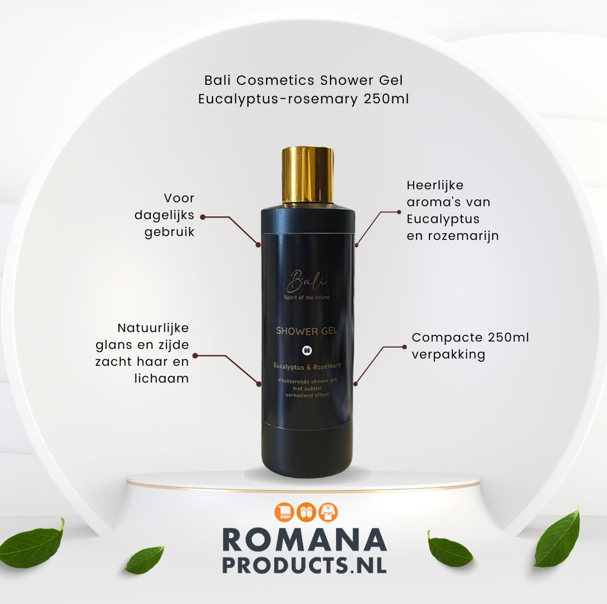 Romana Products - Bali Cosmetics Shower Gel - Douchegel - Eucalyptus-rosemary 250ml