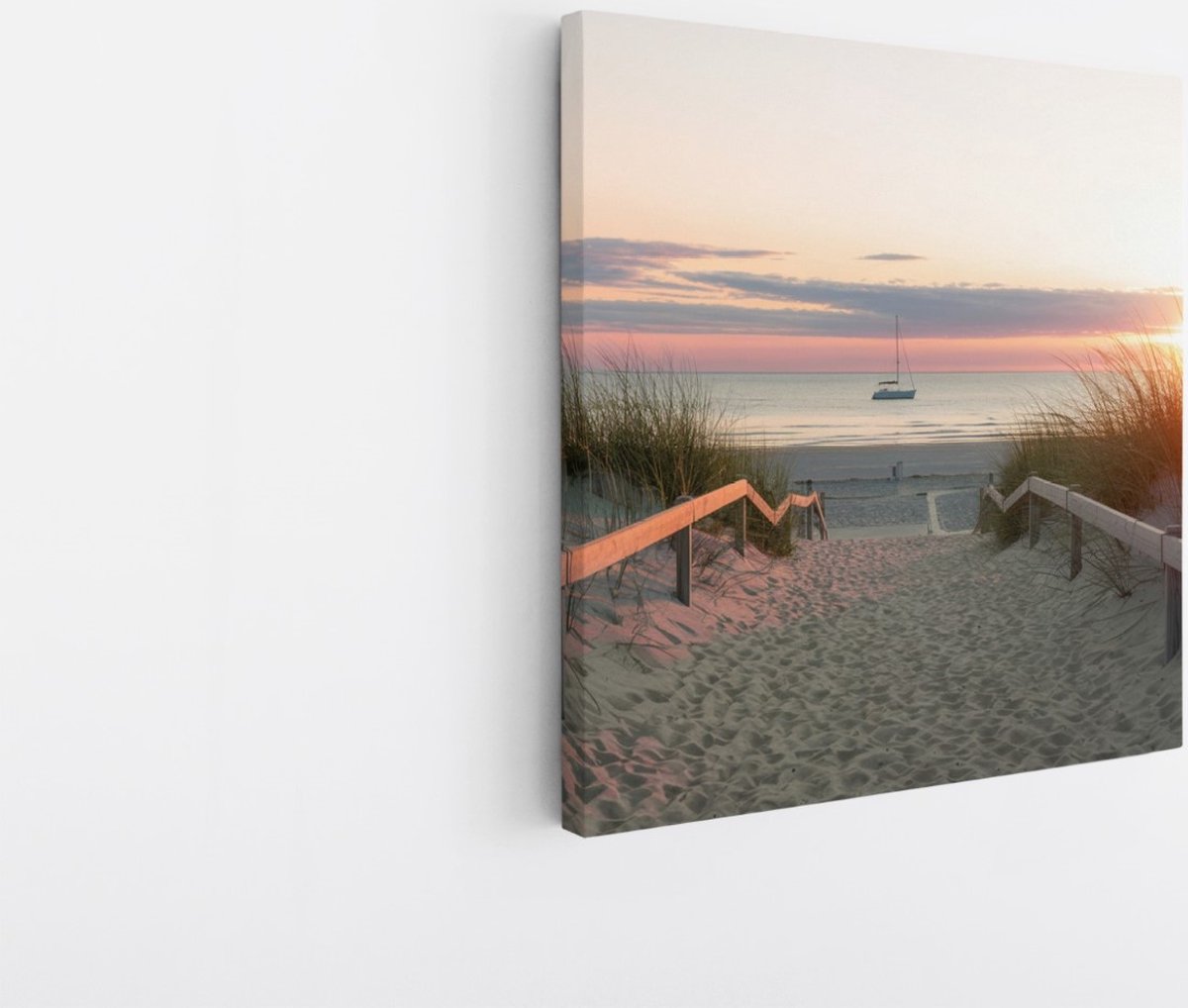 Saammp Canvas Schilderij - Pad naar het strand - Nederland - Landschap - Natuur - 40x40 - Foto op canvas - Wanddecoratie - Muurdecoratie Woonkamer - Slaapkamer decoratie - Canvas Print Multicolor
