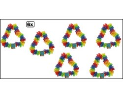 6x Hawai krans regenboog bont - merk PXP - hawai krans hawaii slinger tropical thema feest festival