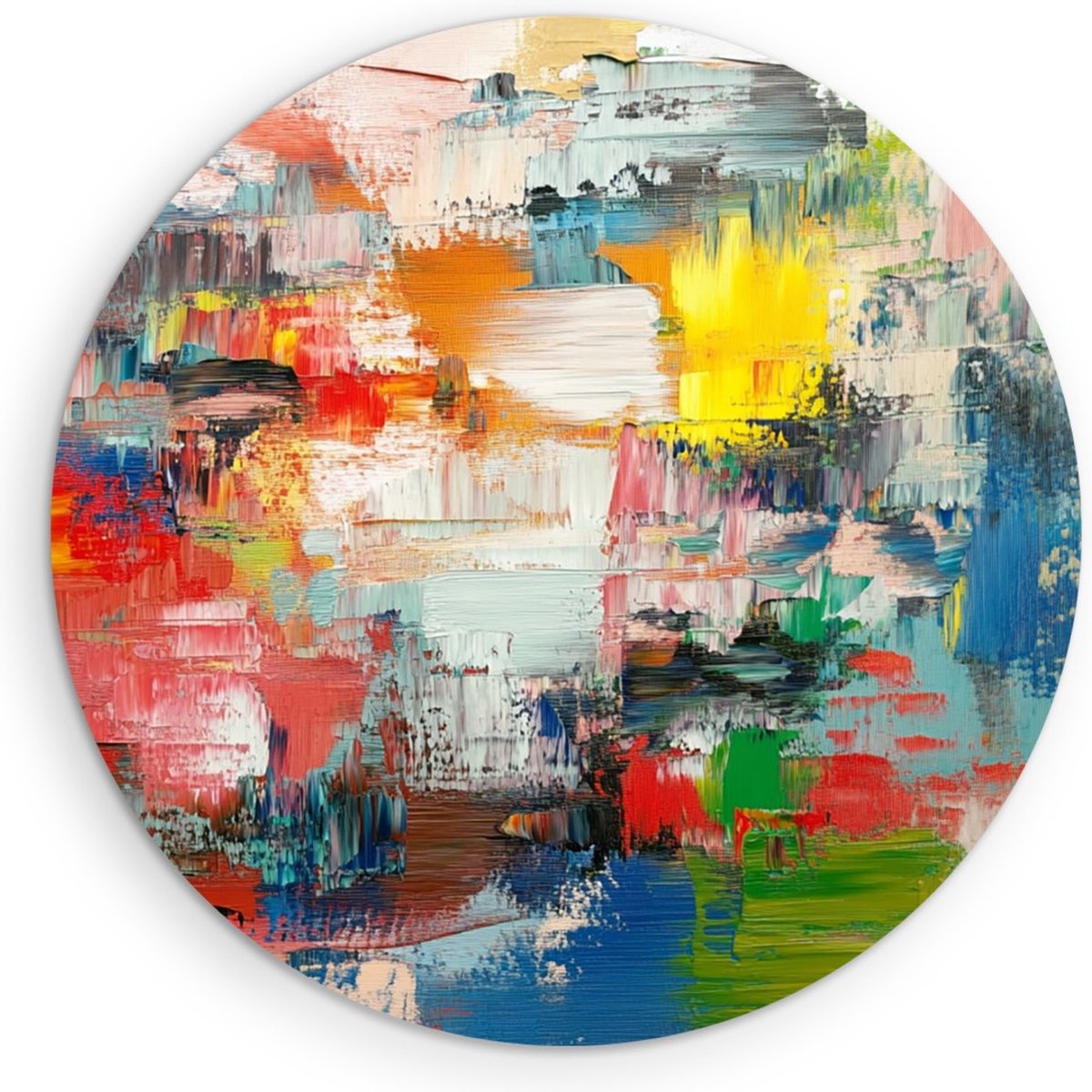 Saammp Muurcirkel Hout - Kleurrijk patroon - Abstract - Ø 50 - Wandcirkel - Wanddecoratie Cirkel - Muurdecoratie Woonkamer - Slaapkamer decoratie - Rond Schilderij
