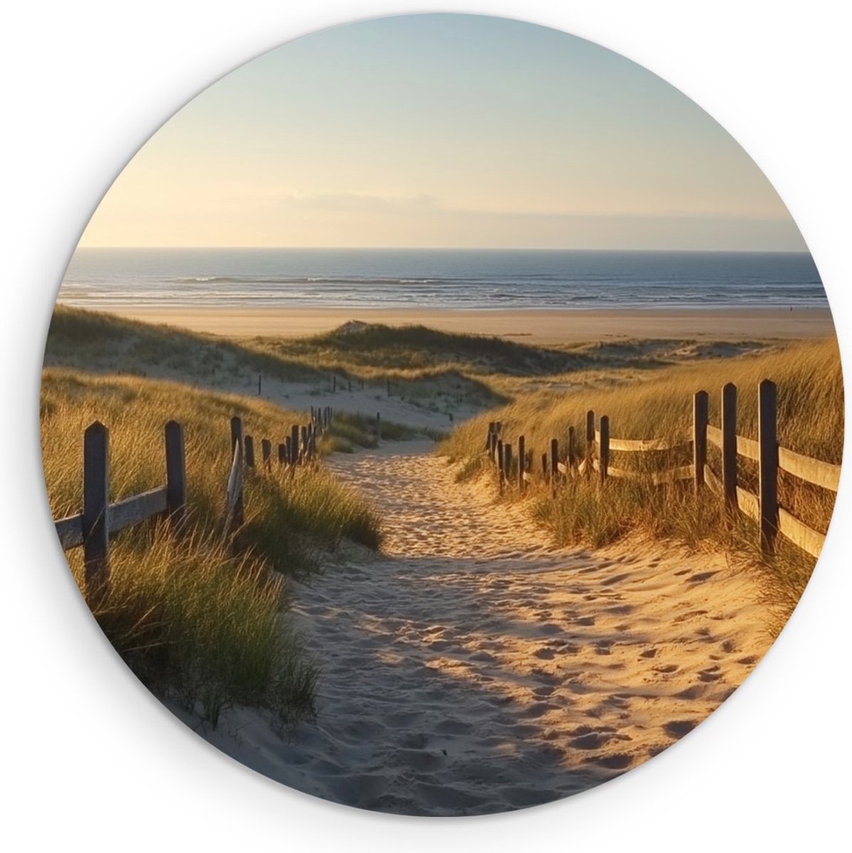 Saammp Forex Muurcirkel - Pad door De Duinen - strand en zee - Ø 60 - Wandcirkel - Wanddecoratie Cirkel - muurdecoratie Woonkamer - Slaapkamer decoratie - Rond Schilderij