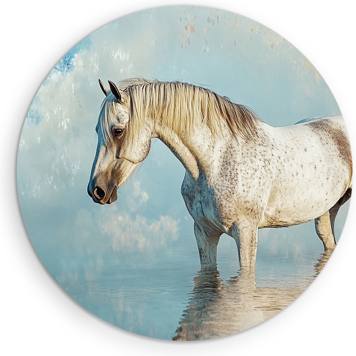 Saammp Forex Muurcirkel - Paard - Abstracte kunst - Natuur - Dieren - Ø 70 - Wandcirkel - Wanddecoratie Cirkel - Muurdecoratie Woonkamer - Slaapkamer decoratie - Rond Schilderij