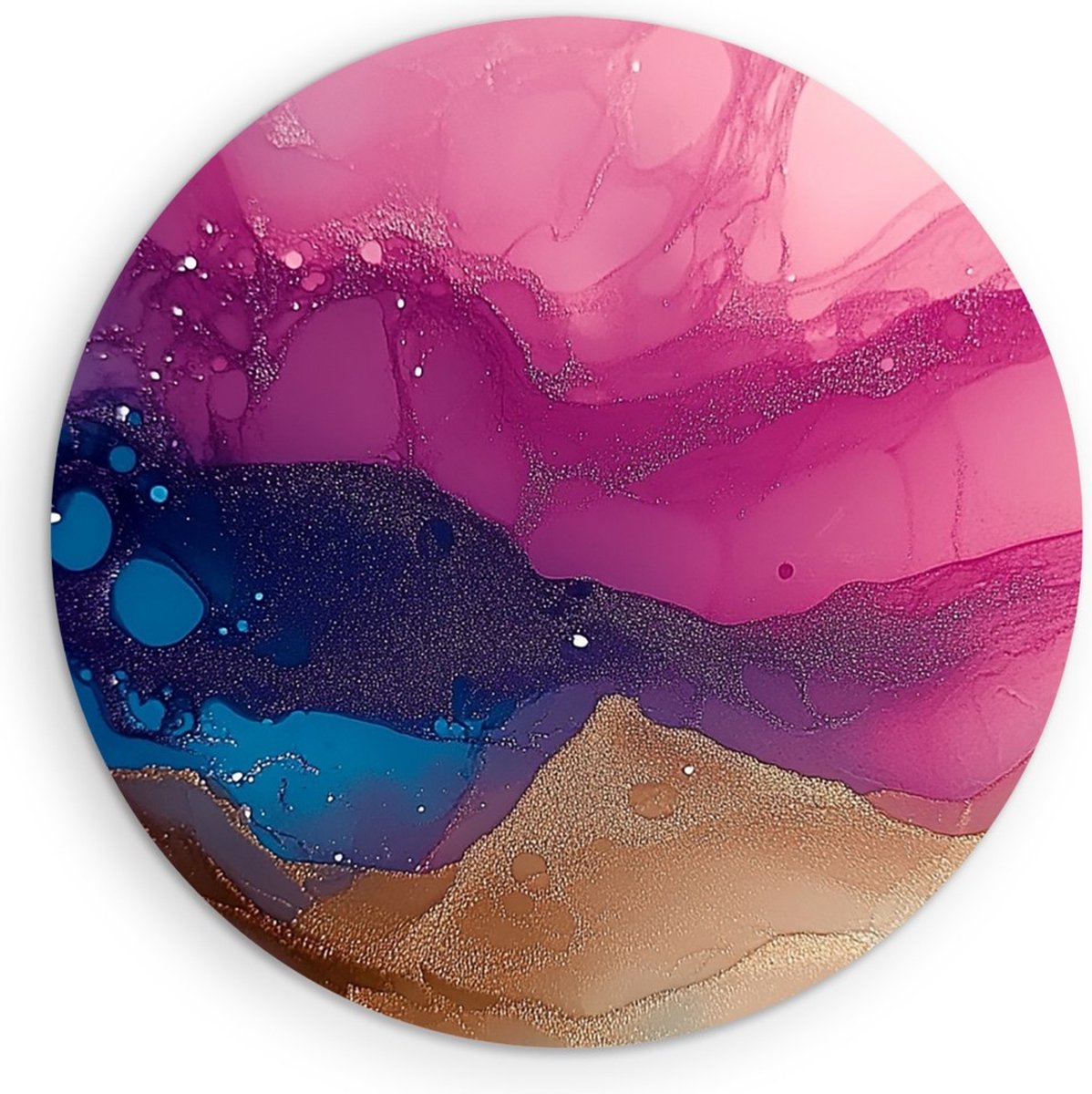 Saammp Muurcirkel Hout - marmer - Kleurijk - Abstract - Ø 80 - Wandcirkel - Wanddecoratie Cirkel - Muurdecoratie Woonkamer - Slaapkamer decoratie - Rond Schilderij