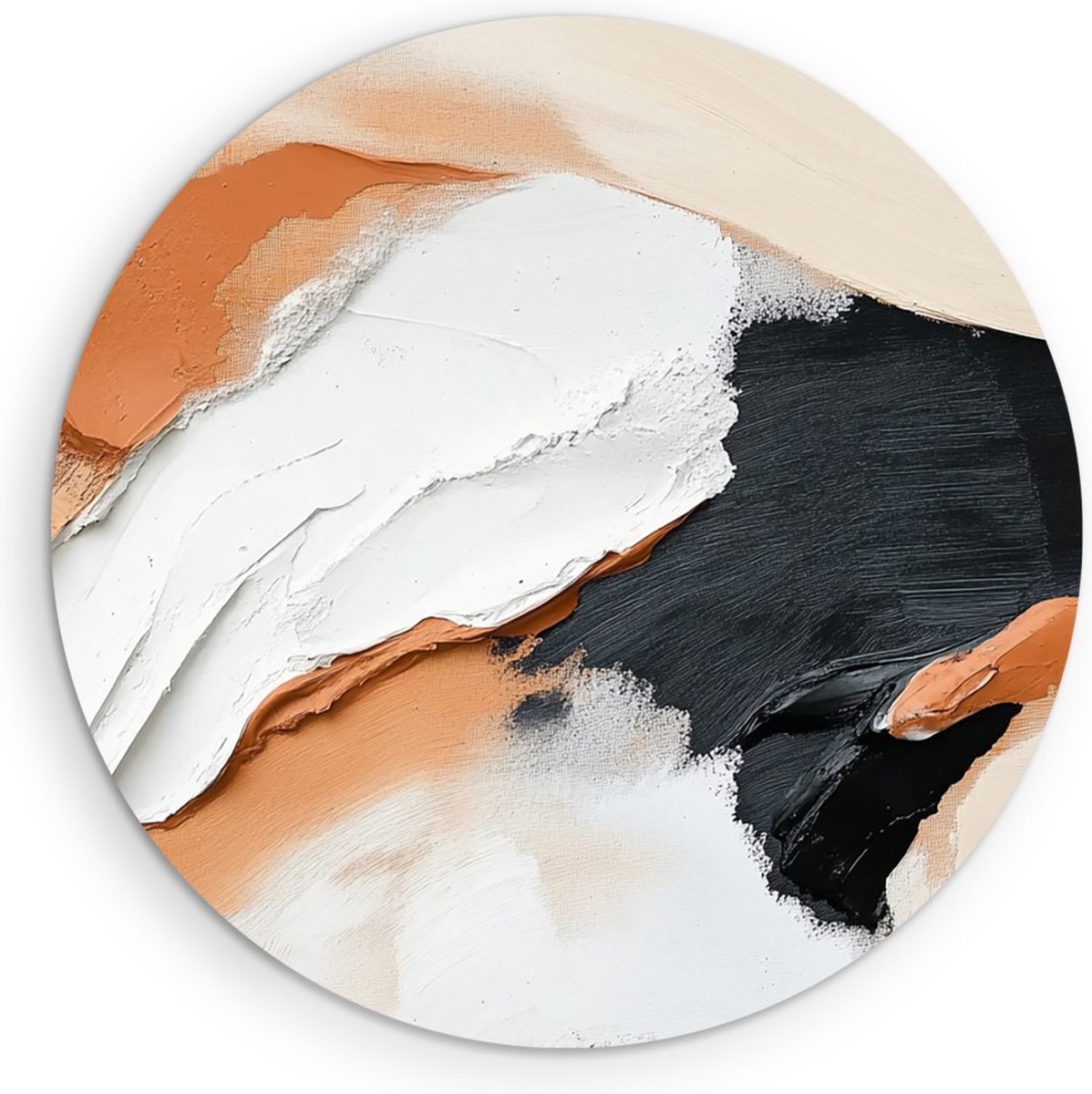 Saammp Forex Muurcirkel - penseelstreken - Beige kunst - Abstracte Wanddecoratie Cirkel- Ø 60 - Wandcirkel - Wanddecoratie Cirkel - Muurdecoratie Woonkamer - Kantoor Decoratie