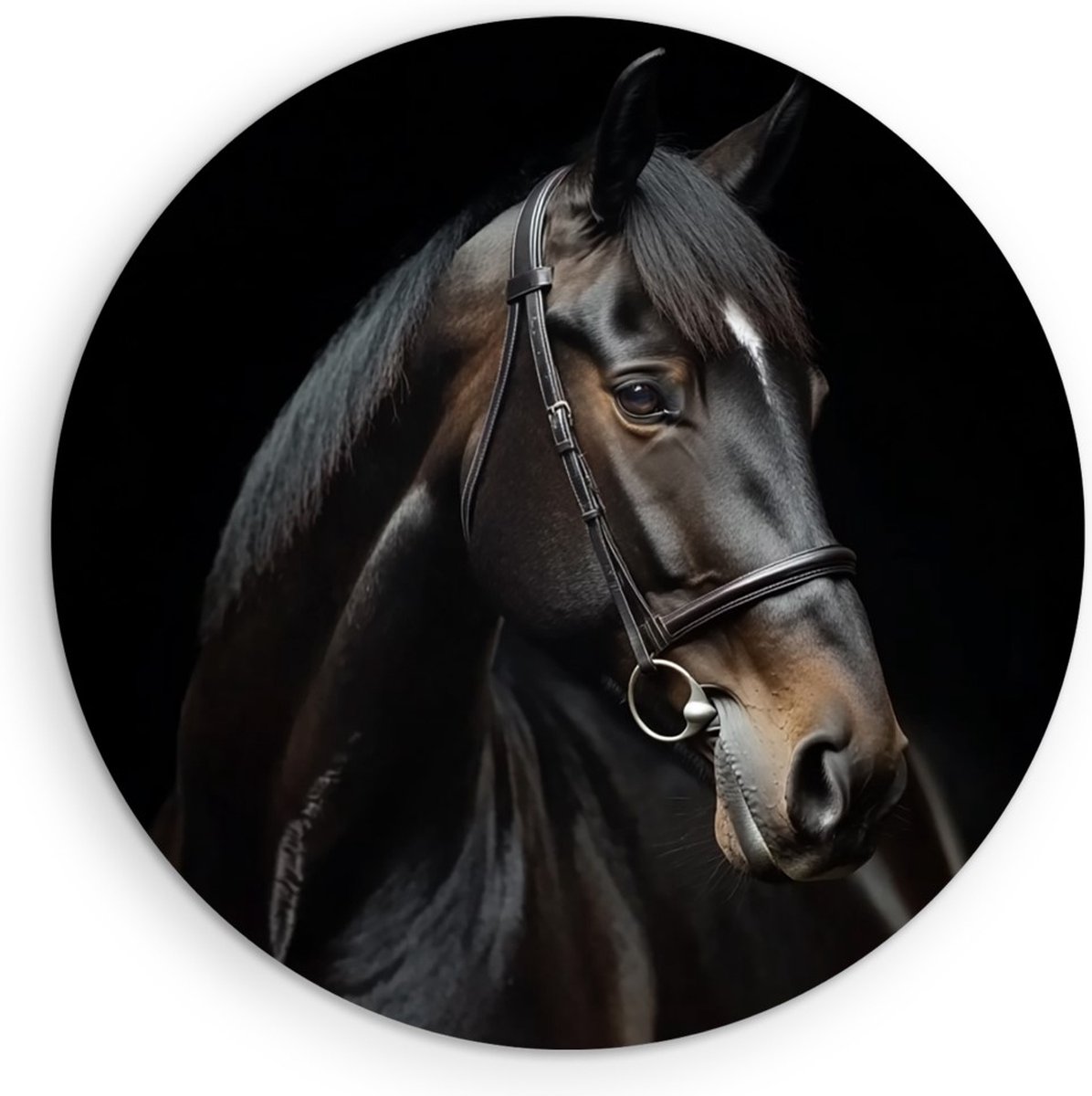 Saammp Forex Muurcirkel - Kunst - Paard - Dieren - Portret - Ø 90 - Wandcirkel - Wanddecoratie Cirkel - muurdecoratie Woonkamer - Slaapkamer decoratie - Rond Schilderij