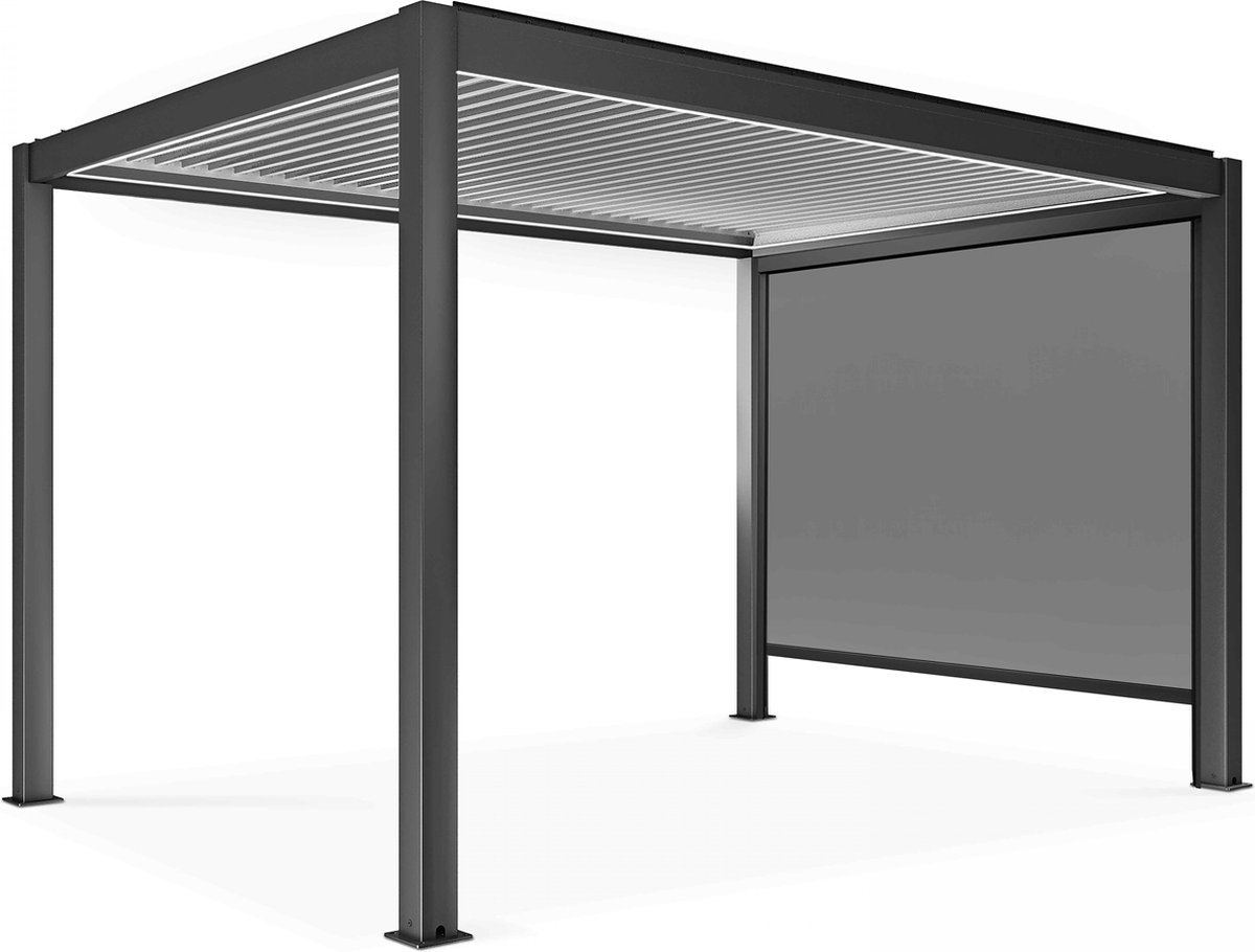 Oviala - Zelfdragende en verlichte pergola van 3x4m met 1 zonnescherm - Kavala