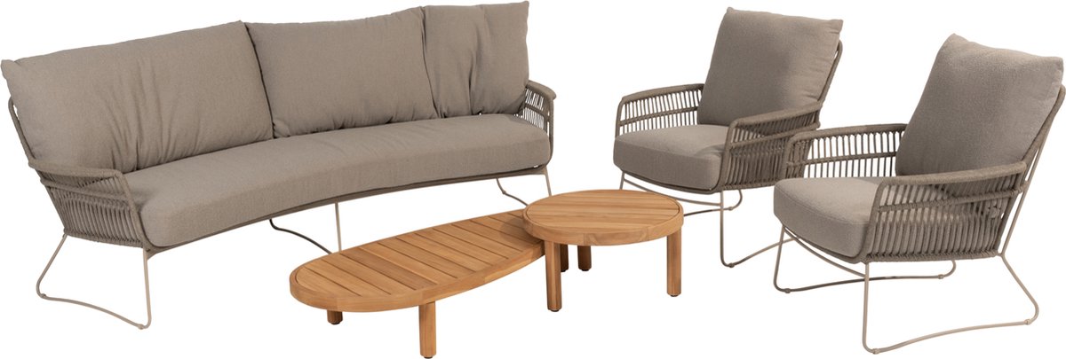 Finn Botanic stoel bank loungeset 5 delig teak pebble latte 4 Seasons Outdoor