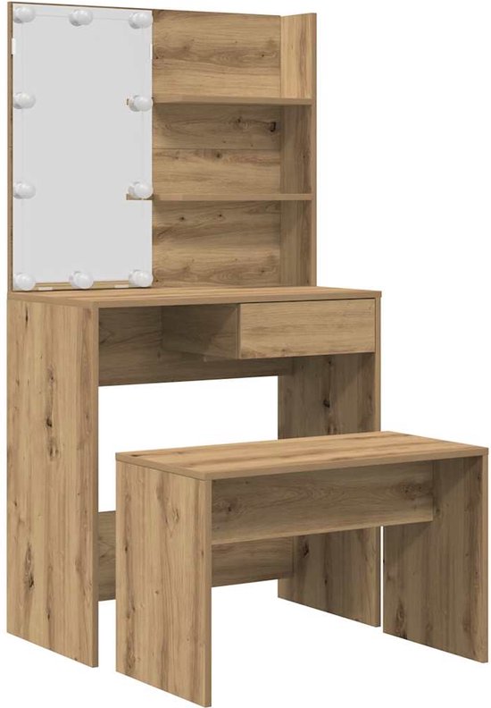 Kaptafel met LED-verlichting 100x40x130 cm bruin eikenkleurig