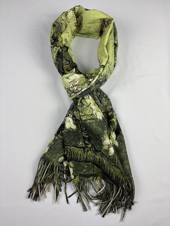 Fleur d'amandier Vincent van Gogh en belle matière, 1 face, couleur unie, 80% viscose et 20% coton