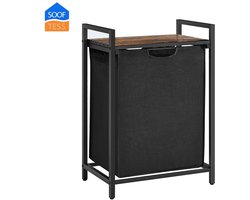Wassorteerder - 65L - Metaal - vintage Bruin en Zwart -Wasmanden - Wassorteerder met Plank - 50 x 33 x 72 cm