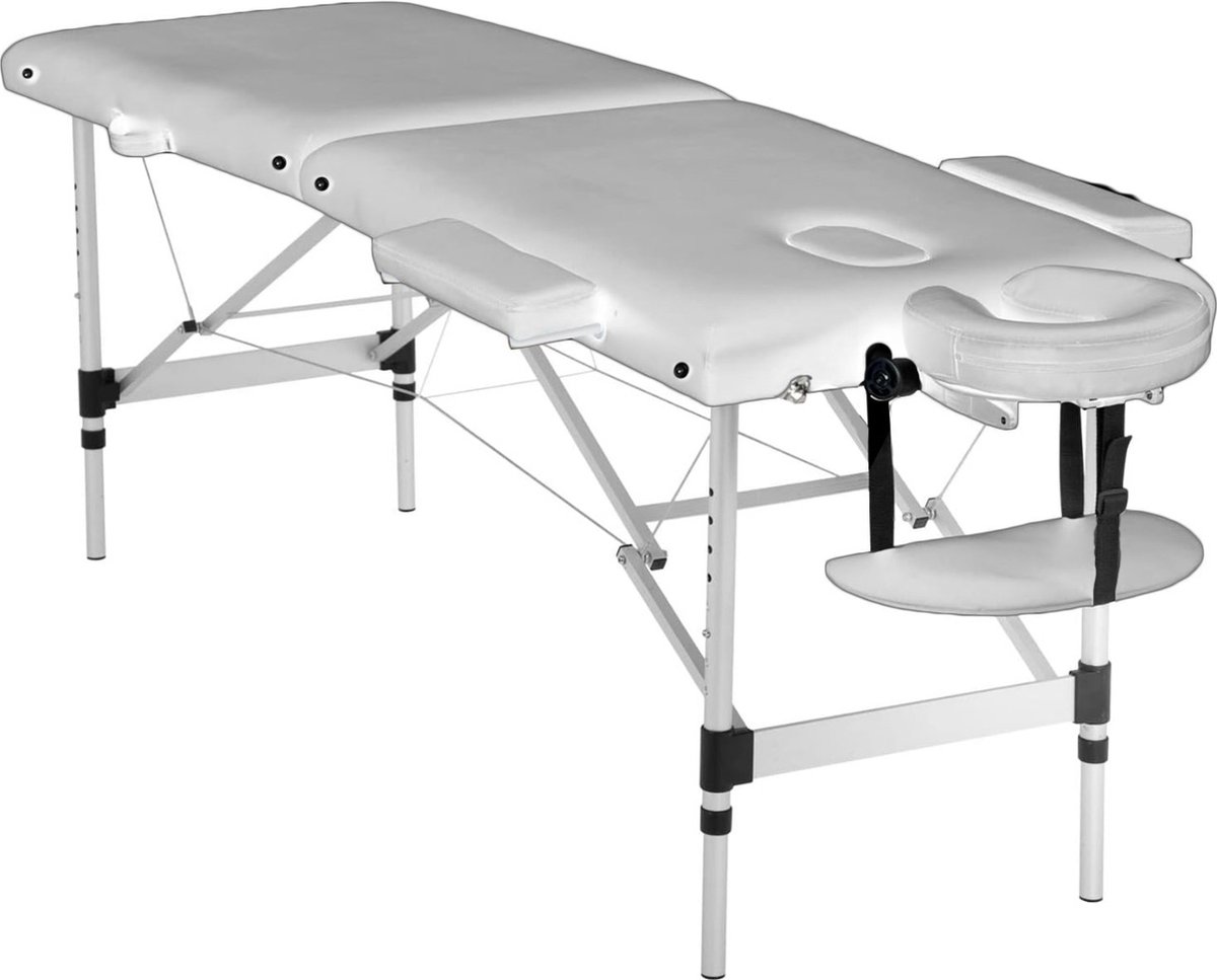 Goedkoopste Massagetafel Inklapbaar - 2 Secties - Aluminium - Wit - Professioneel Comfort