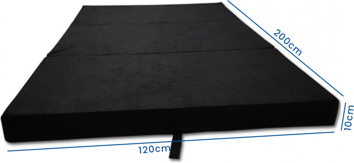 Opvouwbaar Logeermatras - Camping Matras 120x200 cm - Zwart - Polyether Vulling - Huisstofmijtwerend