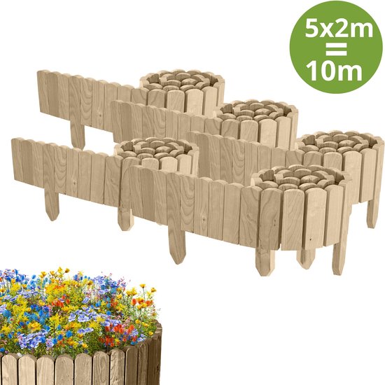 Floranica Flexibele Borderrand Gazonrand Perkrand 2 M X 20 Cm Natuurlijk Bloembedrand Hout Geimpregneerd Palissade Rolboord Omheining Voor Tuin 1511490642