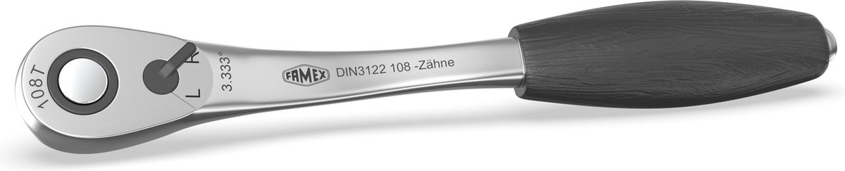 FAMEX 10632 Super Fijnvertande Ratelsleutel, 12,5 mm (1/2 inch) aandrijving, 108 tanden