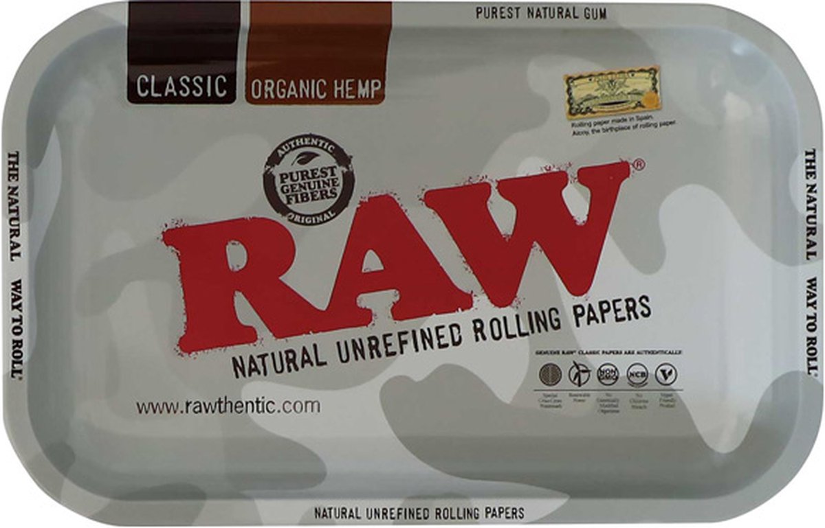RAW - METAL ROLLING TRAY - ARCTIC CAMOUFLAGE - MEDIUM (27,5 x 17,5 cm)
