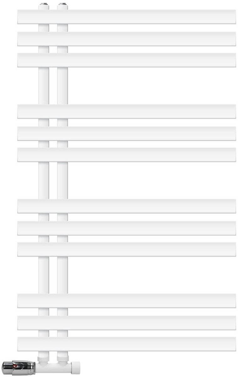 Badkamer radiator middenaansluiting 600x1000 mm wit met muuraansluitset LuxeBath