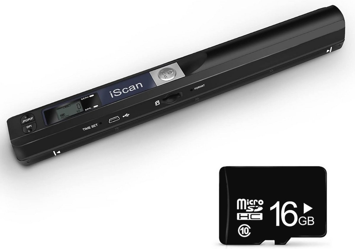 Draagbare Document Scanner - A4 USB Fotoscanner 900 DPI met 32GB Micro SD