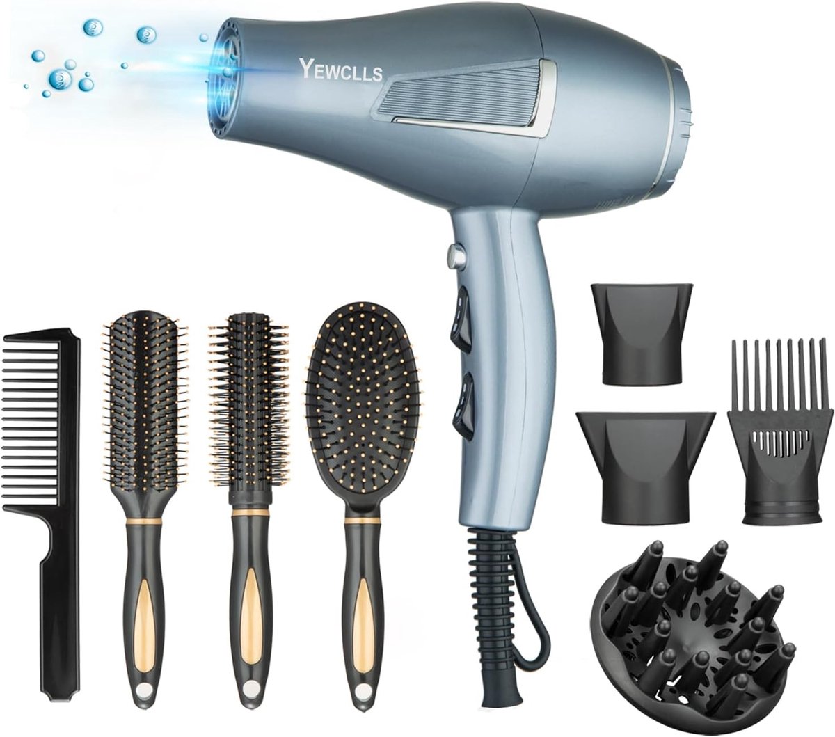 Professionele 2100 W Ionenföhn met Diffuser en Styling Accessoires - Krachtige Haardroger voor Gezond en Glanzend Haar