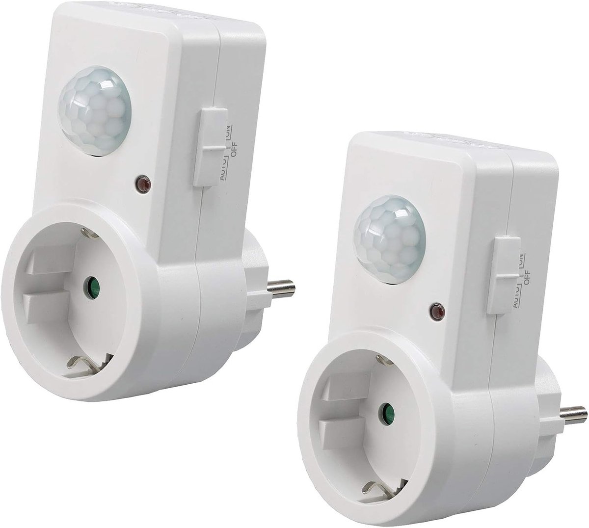 Bewegingsmelder met verstelbare tussenstekker - 2 stuks - 230V - 9m bereik - 1200W vermogen