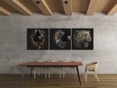 Triptyque Animaux Sauvages – Peinture sur Toile – Haute Résolution – Décoration murale Moderne – 3 Pièces – 3x40x40 cm